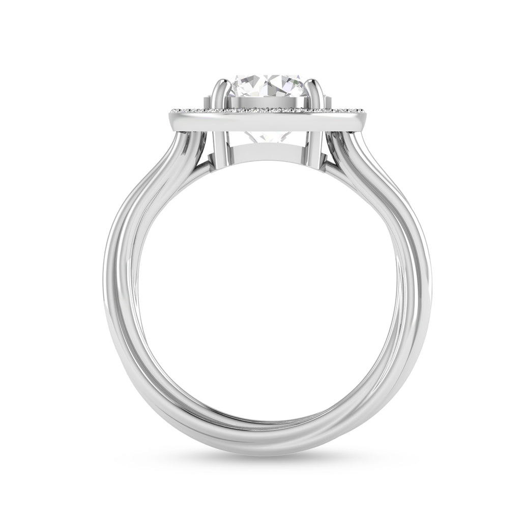 Silver Round Diamond Solitaire Ring