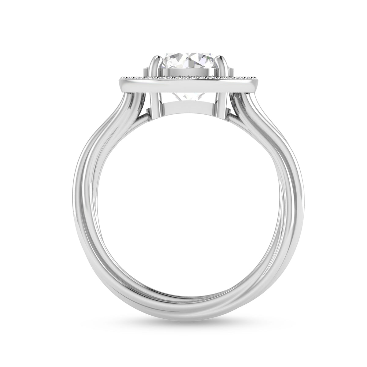Silver Round Diamond Solitaire Ring