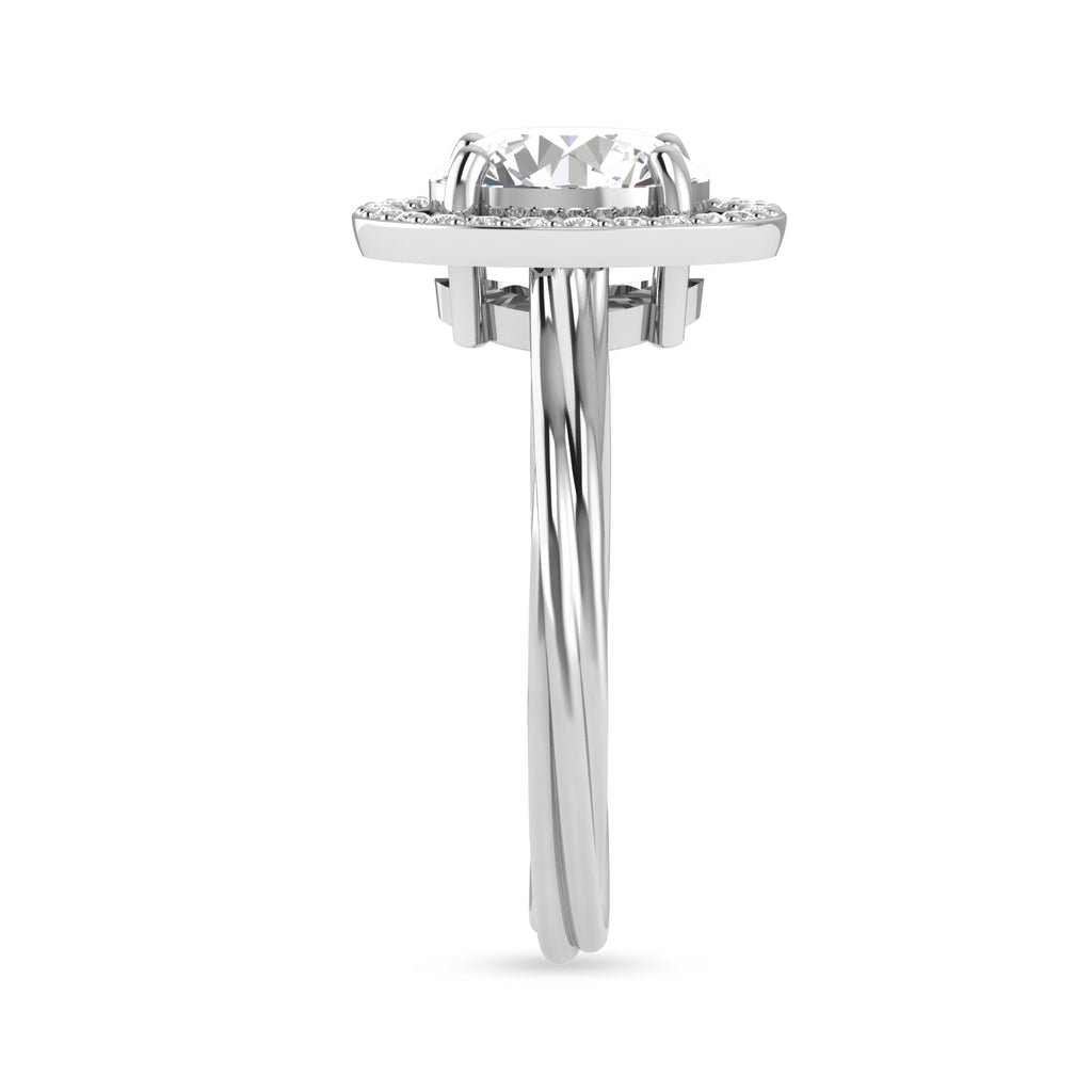 Silver Round Diamond Solitaire Ring