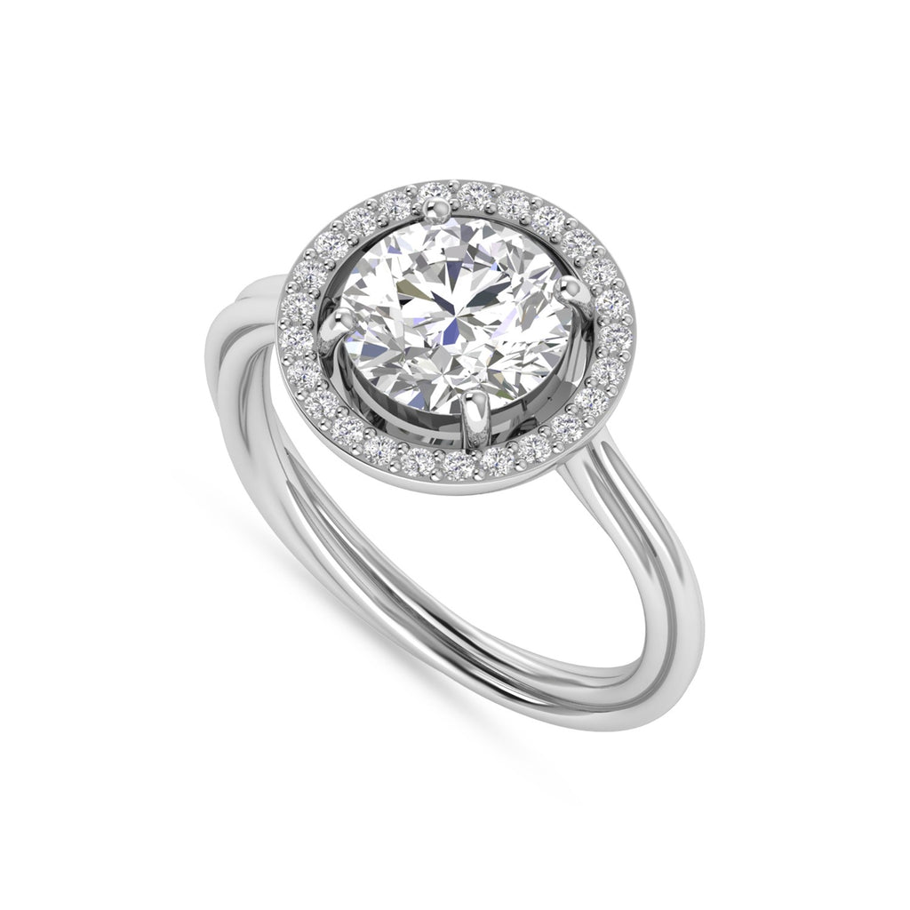 Silver Round Diamond Solitaire Ring