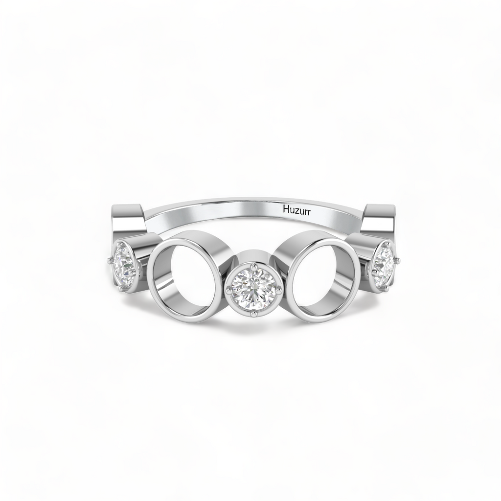 Sterling Silver Spacy Diamond Ring