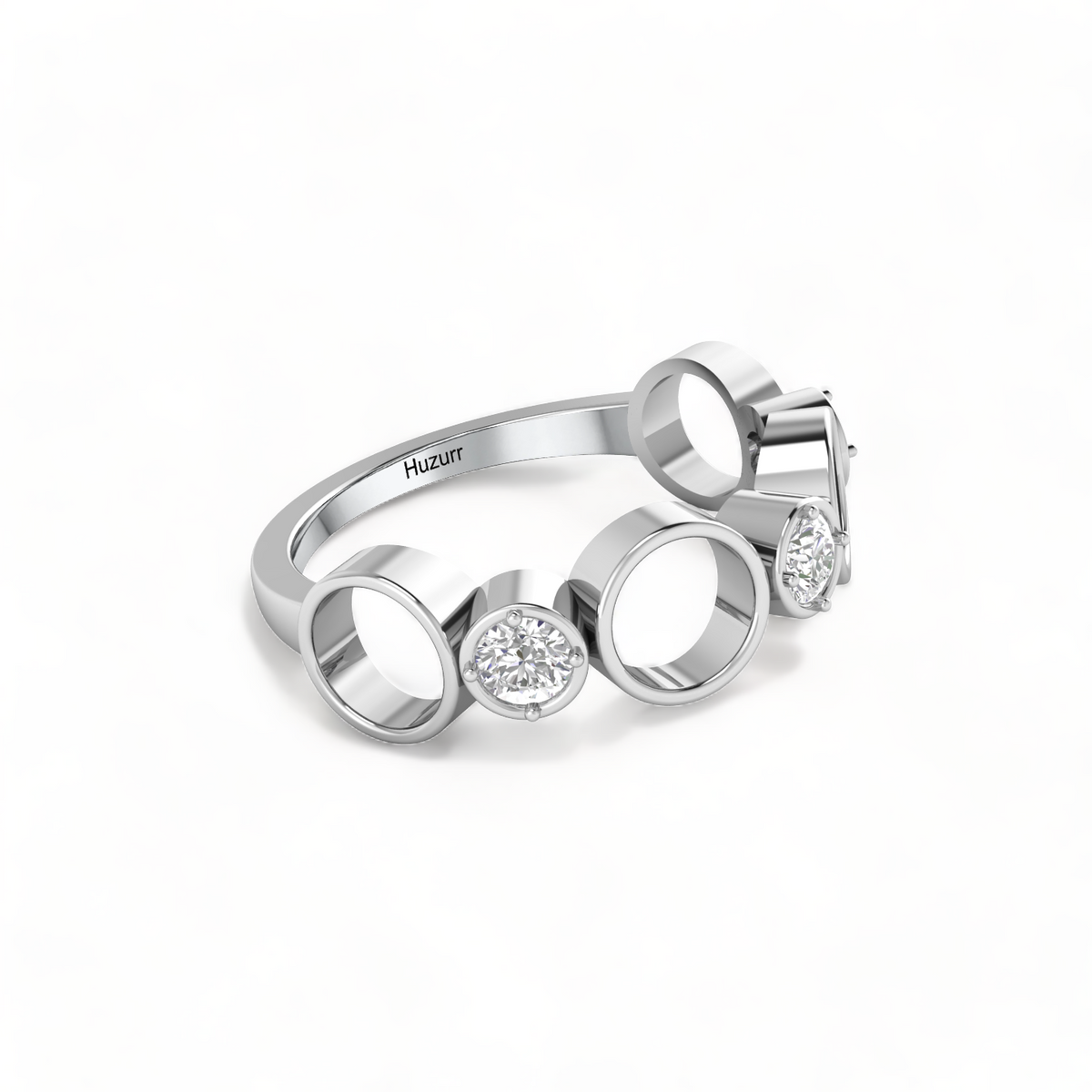 Sterling Silver Spacy Diamond Ring