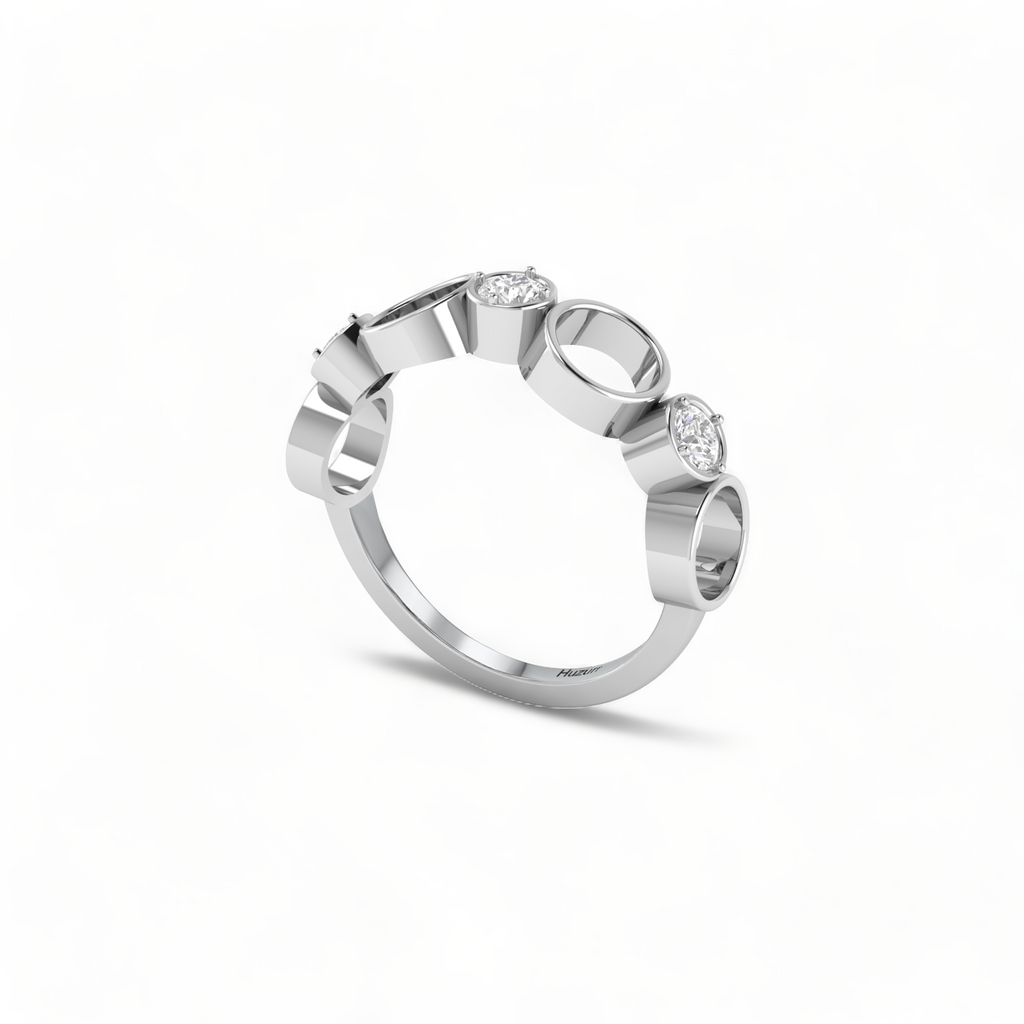 Sterling Silver Spacy Diamond Ring