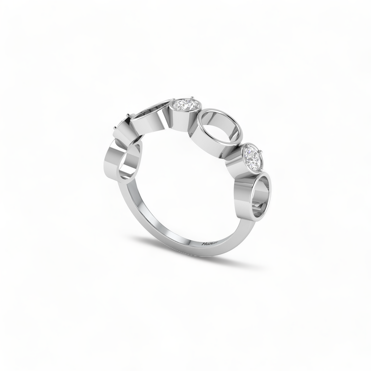 Sterling Silver Spacy Diamond Ring