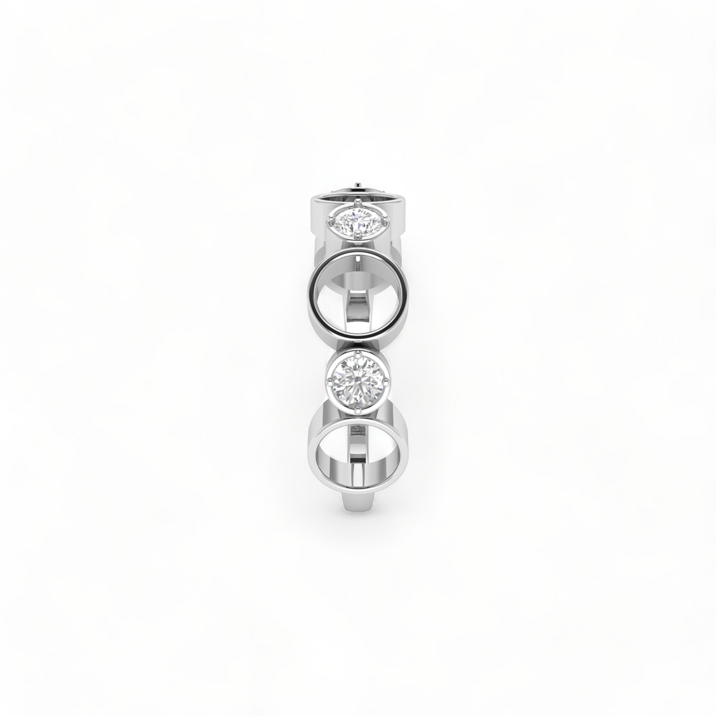 Sterling Silver Spacy Diamond Ring
