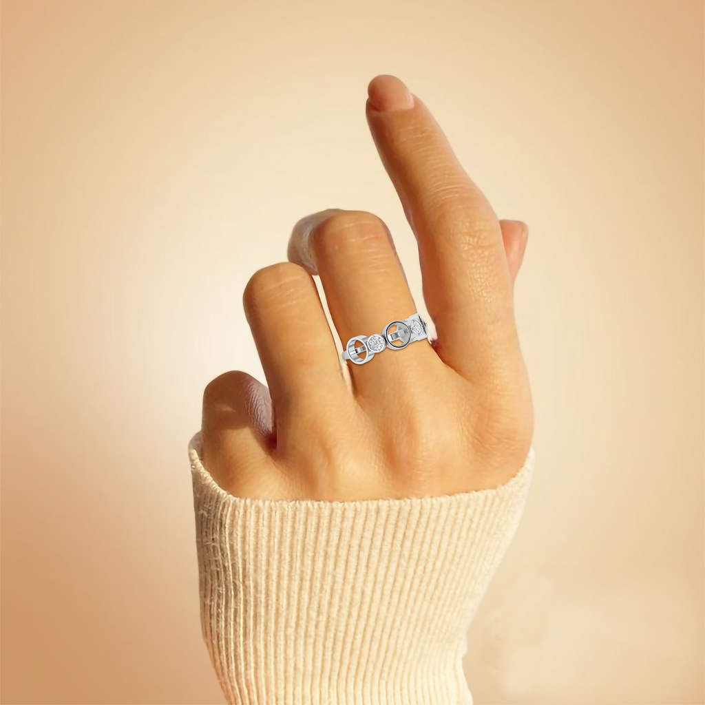Sterling Silver Spacy Diamond Ring