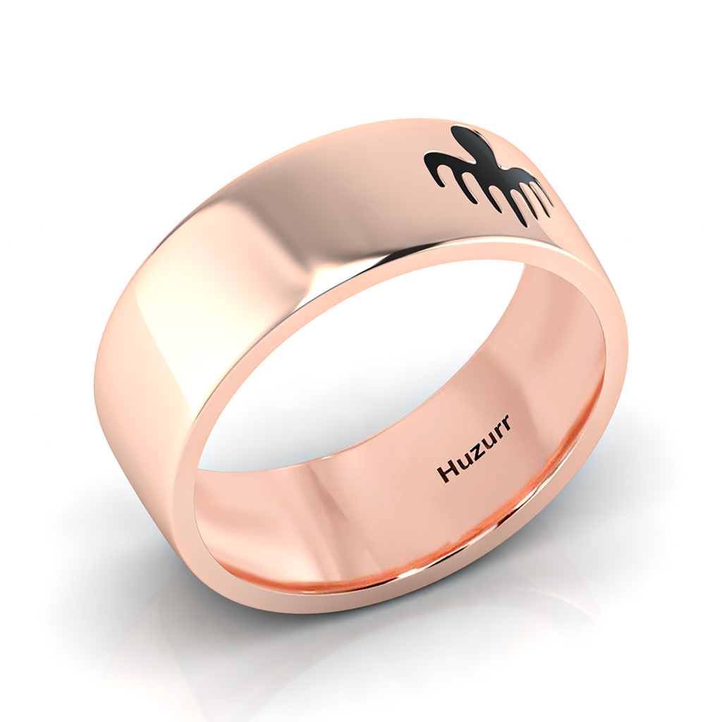 Rose Gold Plated Black Enamel Spectre Band Ring