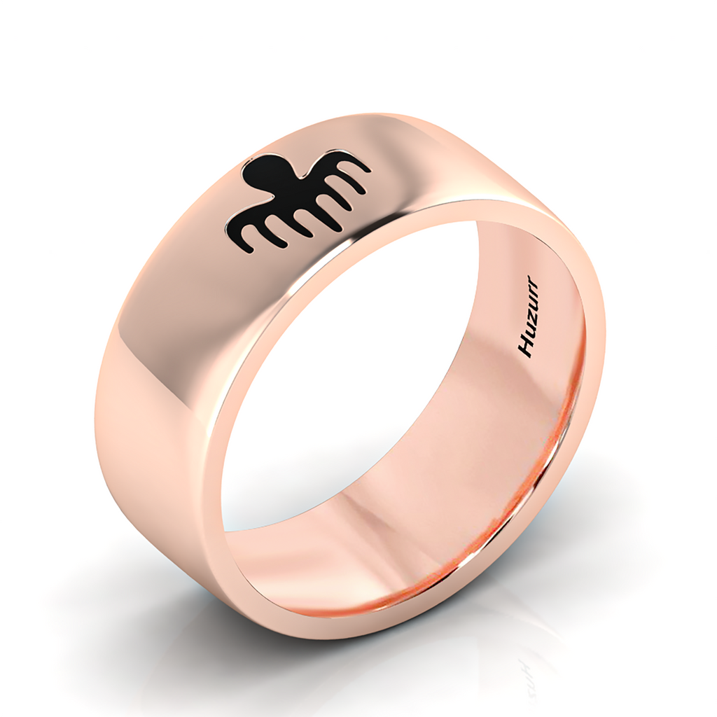 Rose Gold Plated Black Enamel Spectre Band Ring