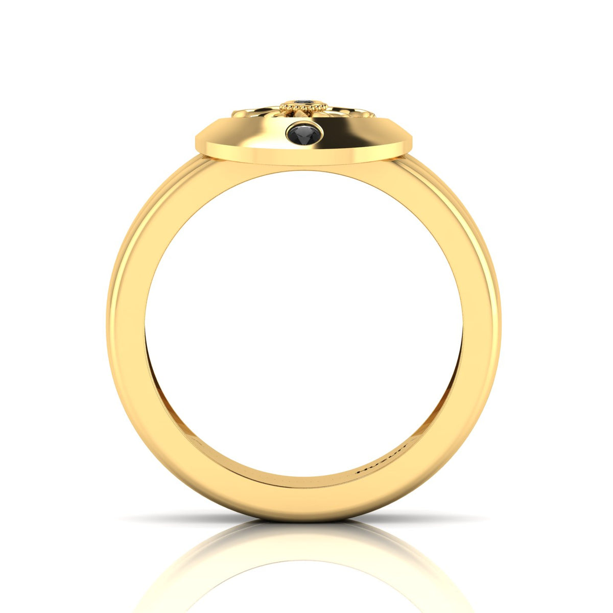 Sun And Moon Band Gold Plated Black Diamond Ring