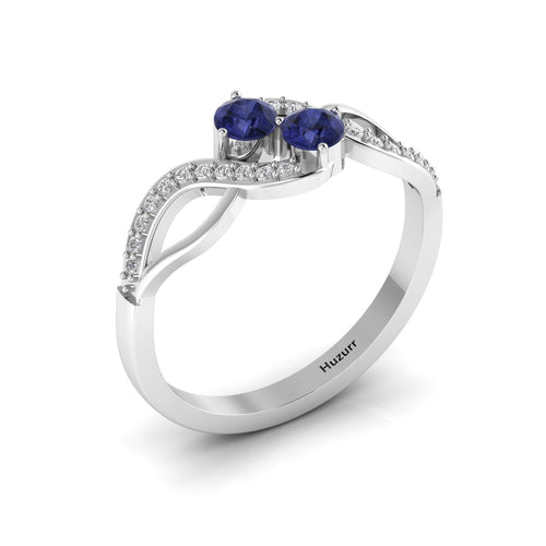 2 Stone Infinity 925 Silver Tanzanite Ring