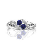 2 Stone Infinity 925 Silver Tanzanite Ring