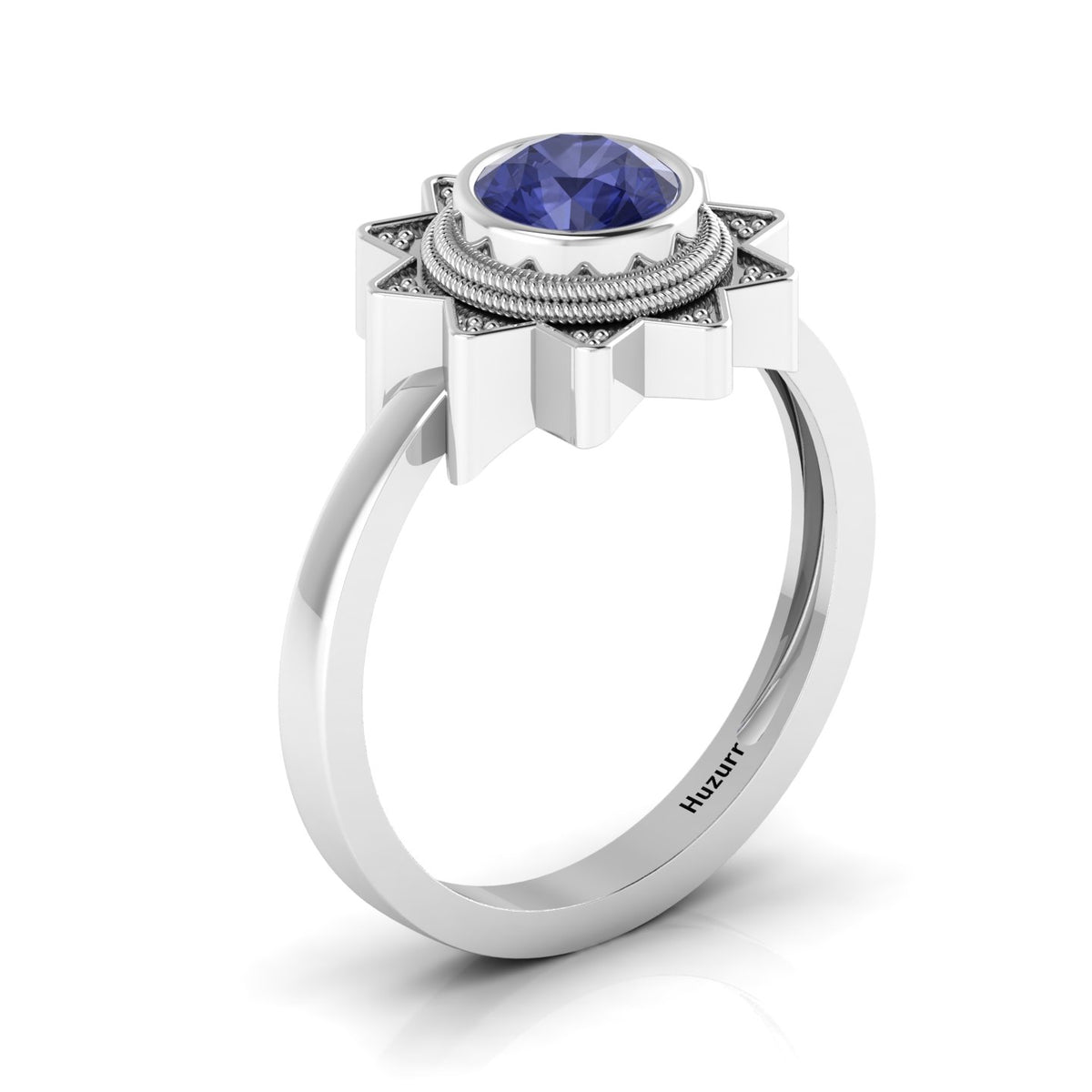 Tanzanite 925 Silver Solitaire Sun Ring