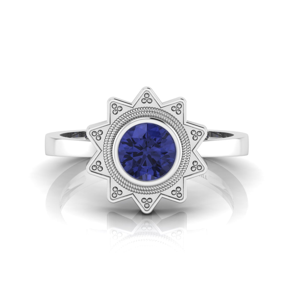 Tanzanite 925 Silver Solitaire Sun Ring