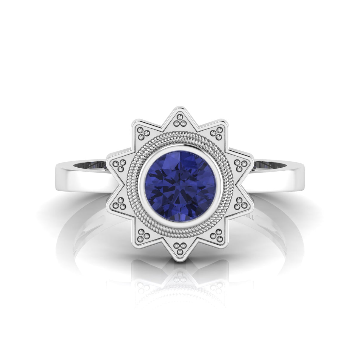 Tanzanite 925 Silver Solitaire Sun Ring