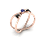 Tanzanite And Black Diamond Rose Gold Plated Solitaire Ring