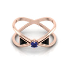 Tanzanite And Black Diamond Rose Gold Plated Solitaire Ring