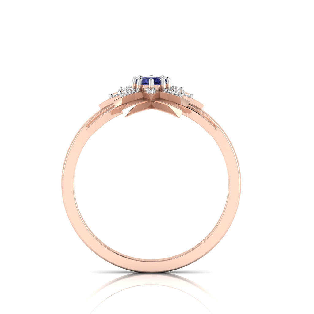 Tanzanite Two Tone Rose Gold Plated Starburst Solitaire Ring