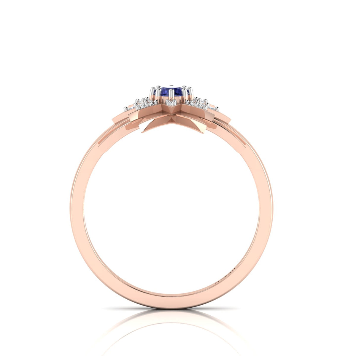 Tanzanite Two Tone Rose Gold Plated Starburst Solitaire Ring