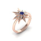 Tanzanite Two Tone Rose Gold Plated Starburst Solitaire Ring