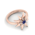 Tanzanite Two Tone Rose Gold Plated Starburst Solitaire Ring
