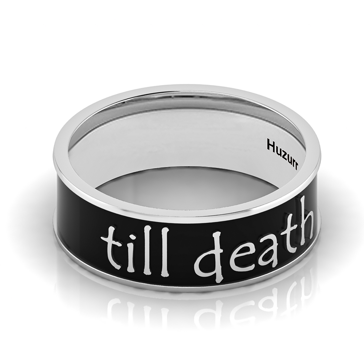 Silver Black Enamel Till Death Band Ring