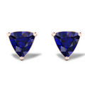 Trillion Blue Sapphire Rose Gold Plated Stud Earrings