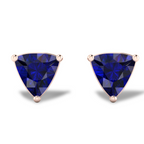 Trillion Blue Sapphire Rose Gold Plated Stud Earrings
