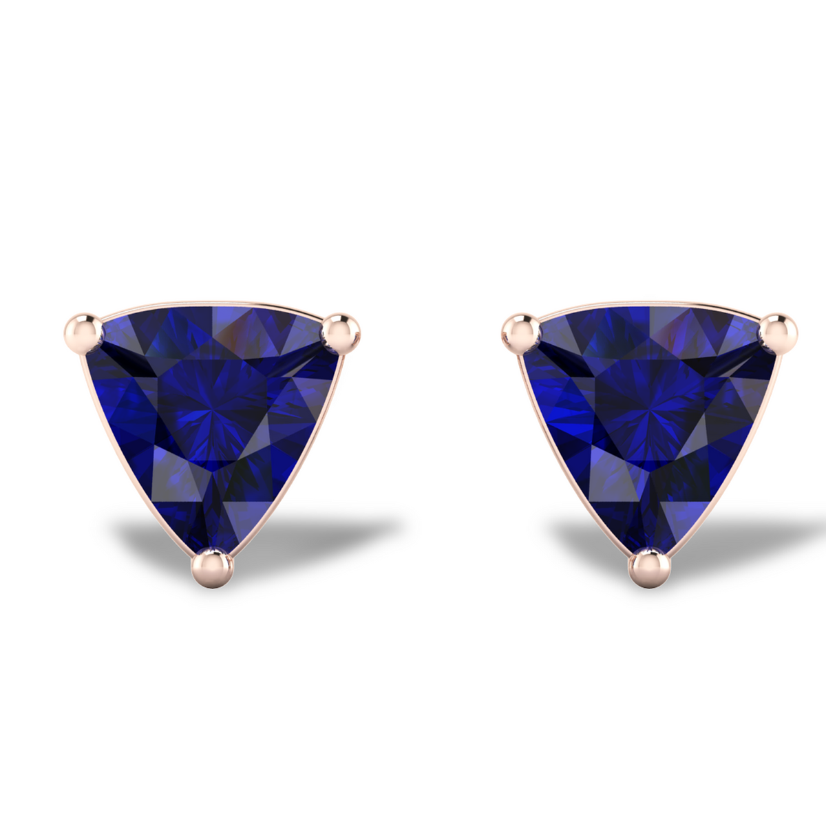 Trillion Blue Sapphire Rose Gold Plated Stud Earrings