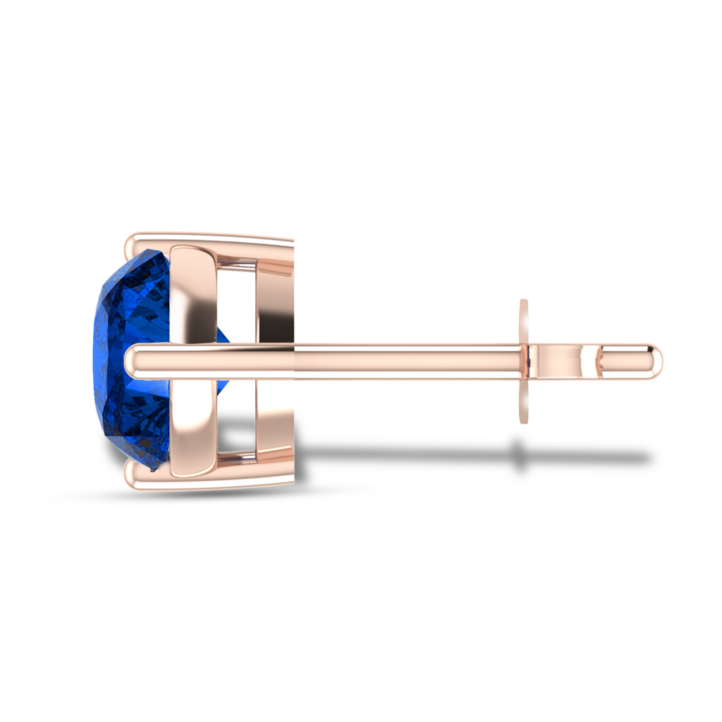 Trillion Blue Sapphire Rose Gold Plated Stud Earrings
