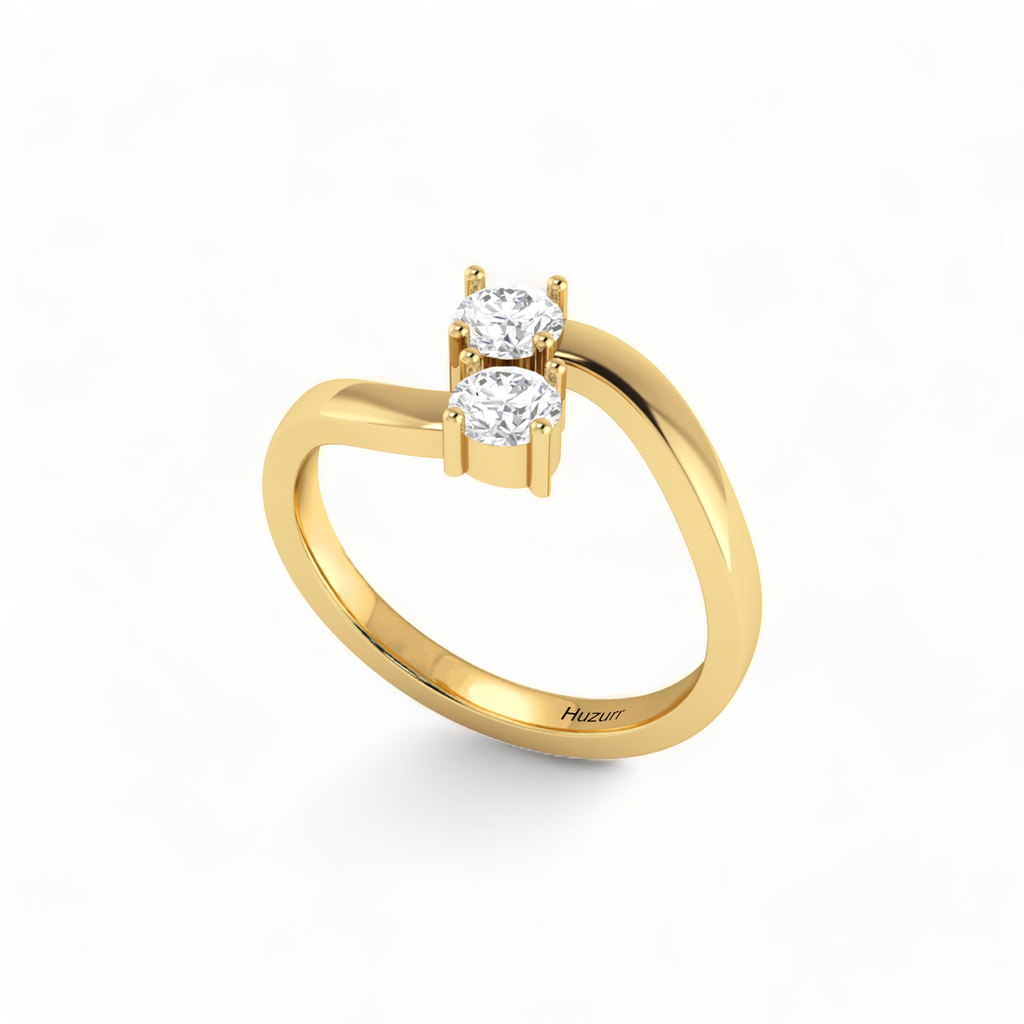 Two Sparkling Diamond Gold Plated Ring