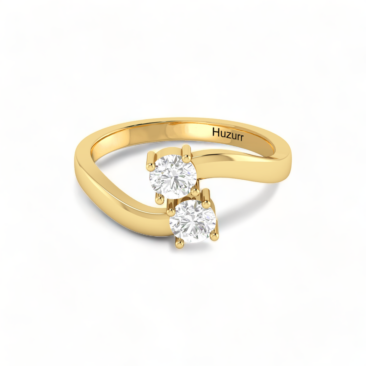 Two Sparkling Diamond Gold Plated Ring