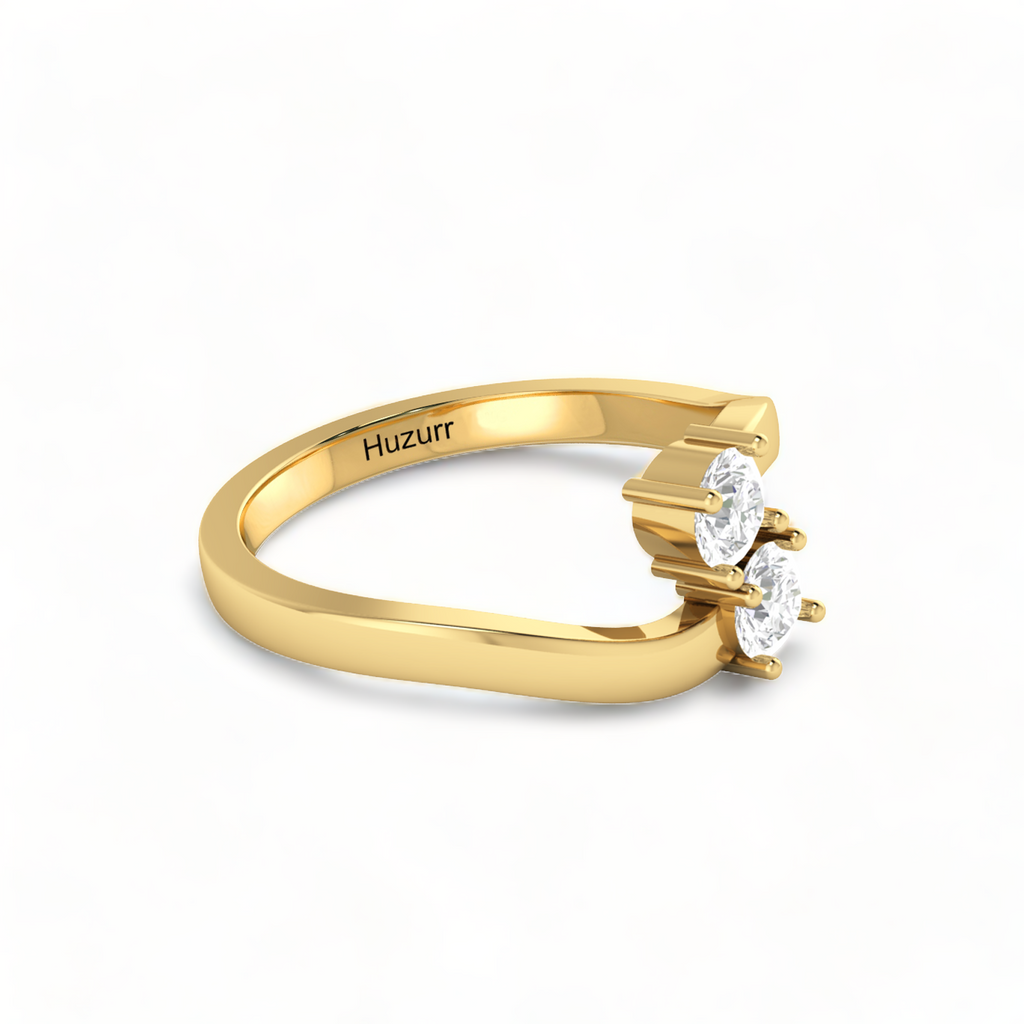 Two Sparkling Diamond Gold Plated Ring