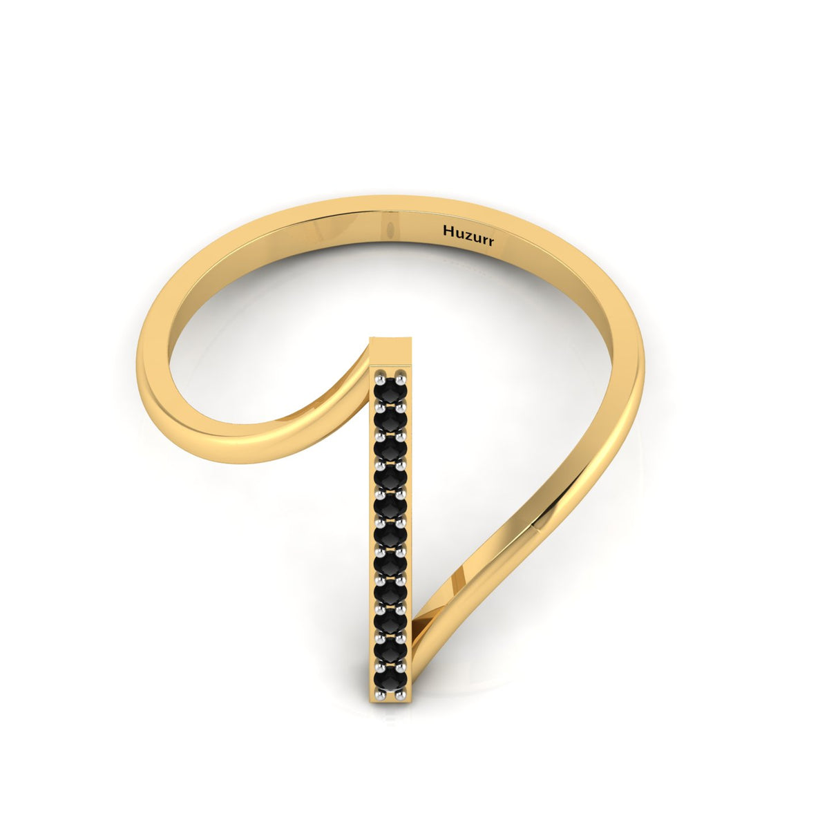 Black Diamond Gold Plated Two Tone Vertical Bar Ring
