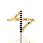 Black Diamond Gold Plated Two Tone Vertical Bar Ring