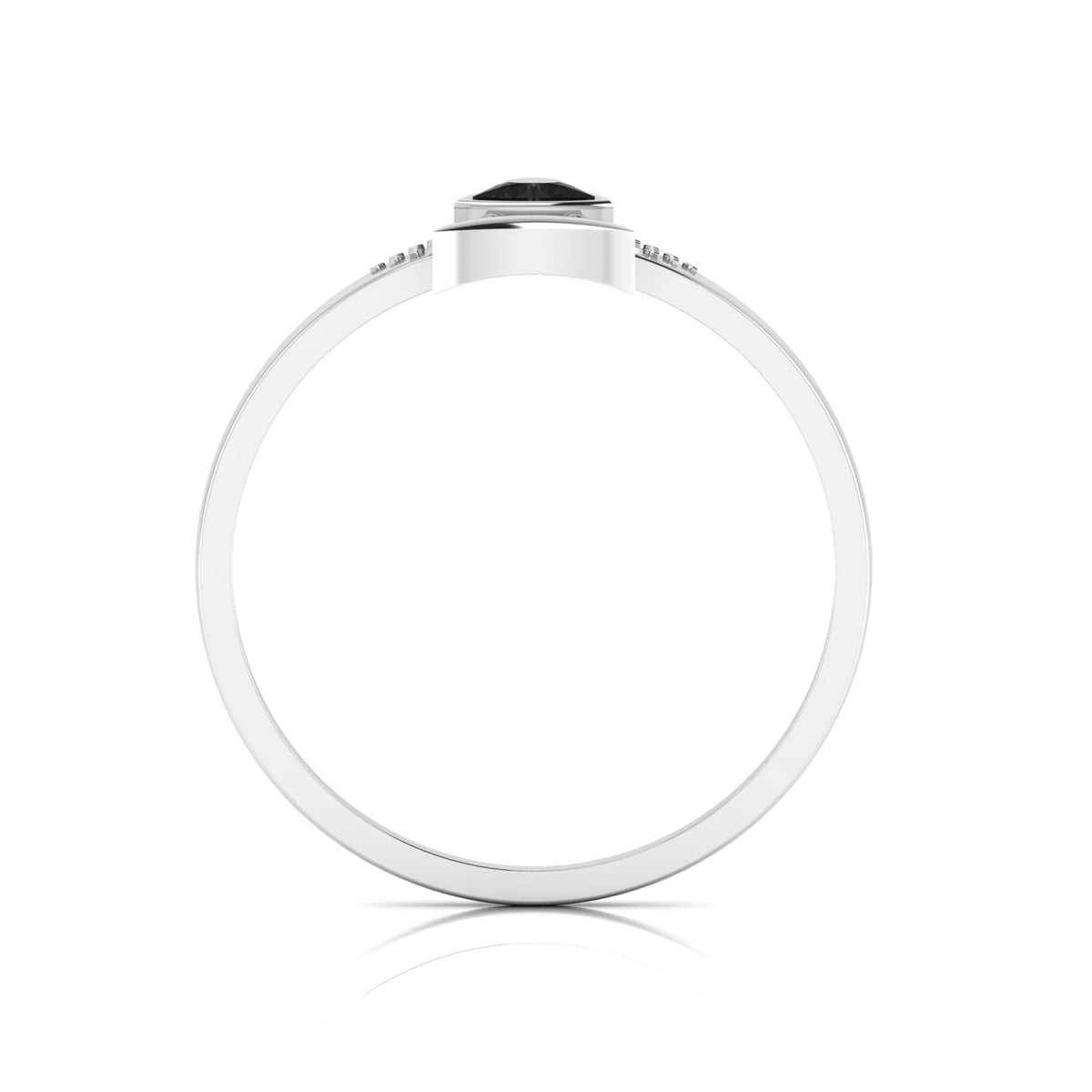 Trillion Curved Black Diamond 925 Silver Ring