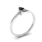 Trillion Curved Black Diamond 925 Silver Ring