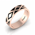 Rose Gold Plated Zigzag-Design Black Enamel Band Ring