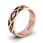 Rose Gold Plated Zigzag-Design Black Enamel Band Ring