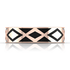 Rose Gold Plated Zigzag-Design Black Enamel Band Ring