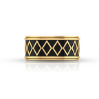 Zigzag-Design Gold Plated Black Enamel Spinner Band Ring