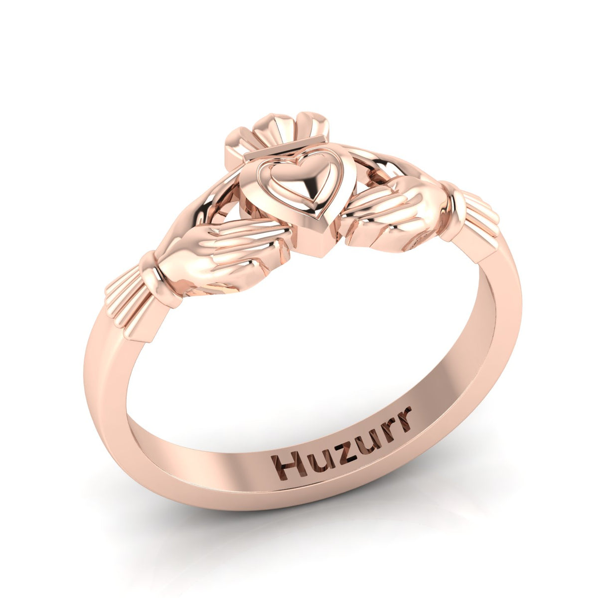 Heart Crown Two Tone Rose Gold Plated Claddagh Ring