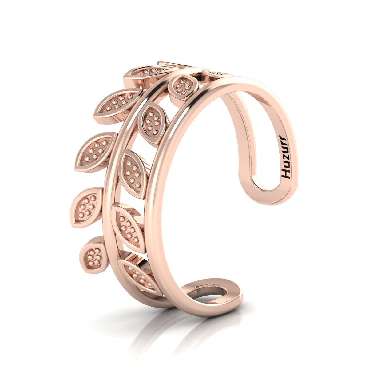 Stylish Leaf Rose Gold Plated Open Ring