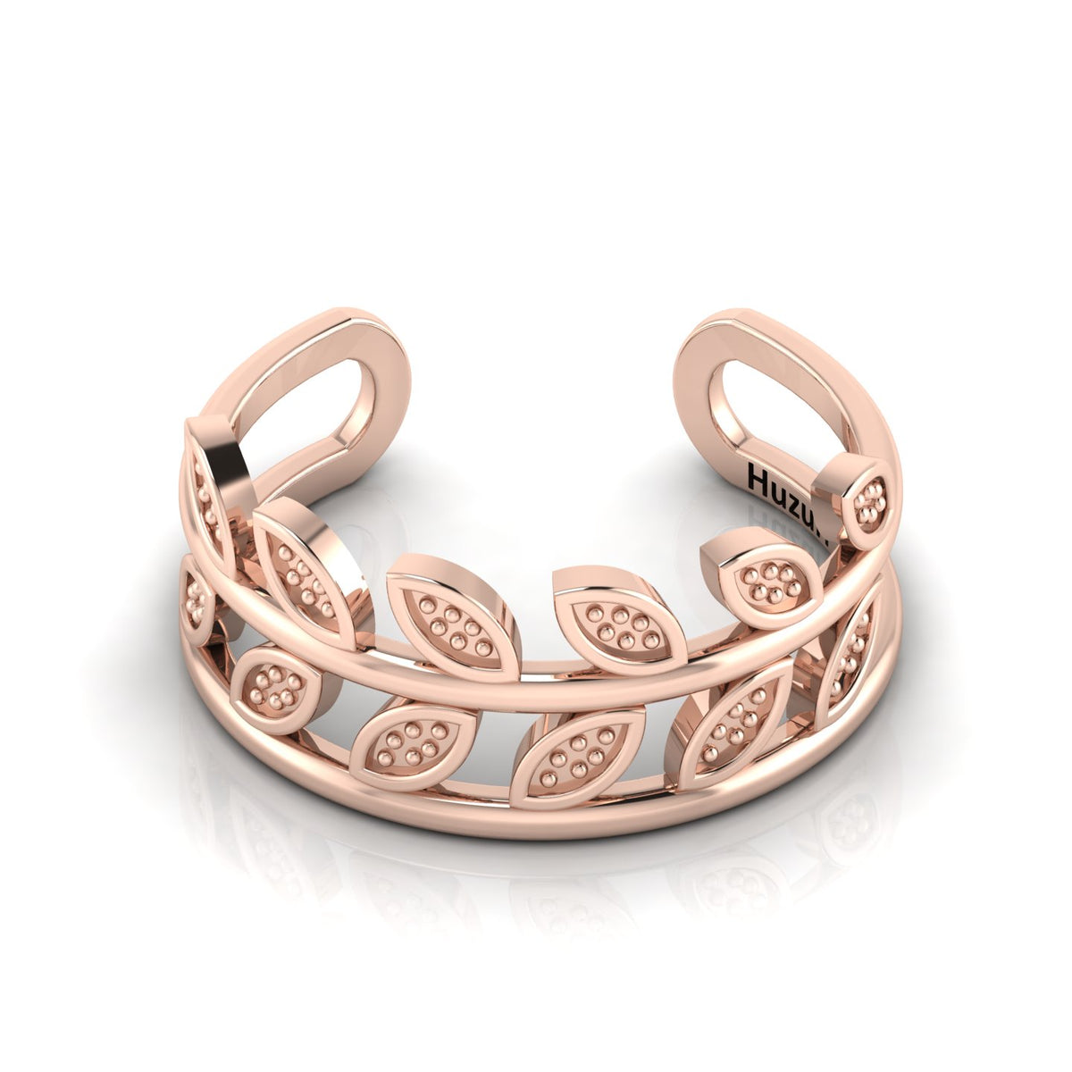 Stylish Leaf Rose Gold Plated Open Ring