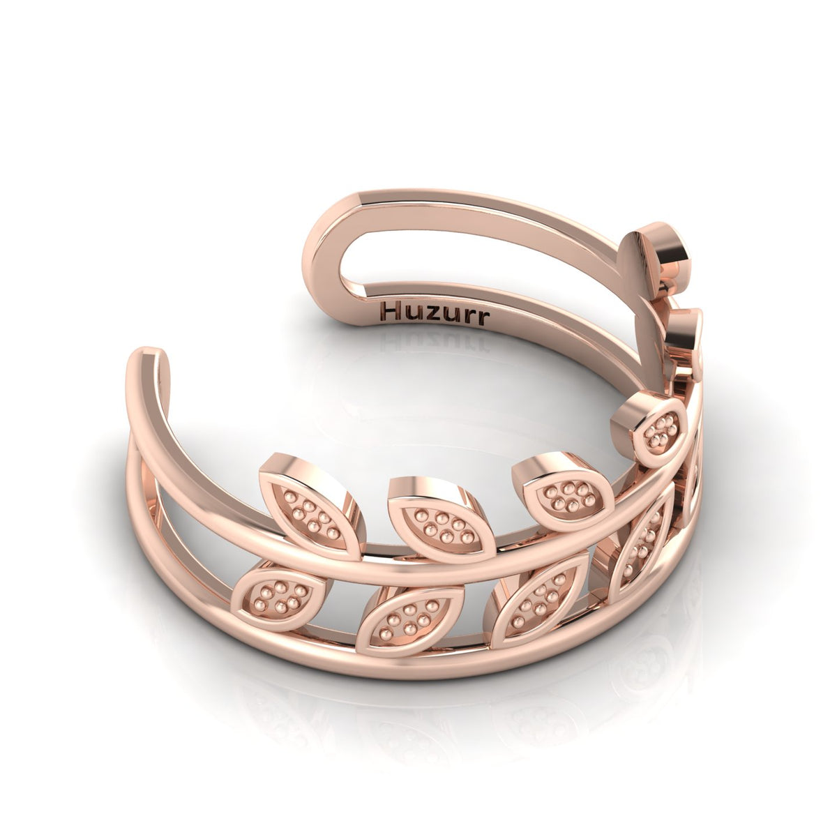 Stylish Leaf Rose Gold Plated Open Ring