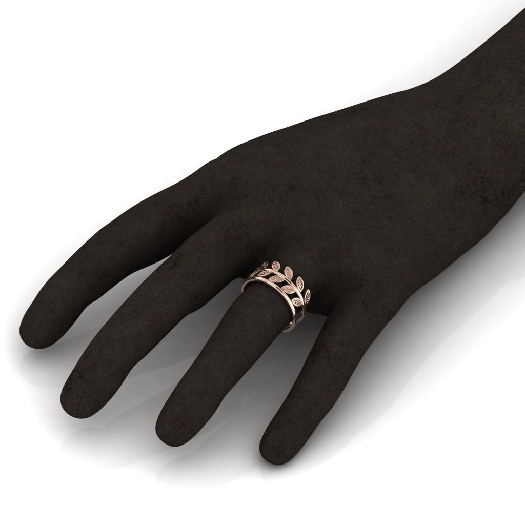 Stylish Leaf Rose Gold Plated Open Ring