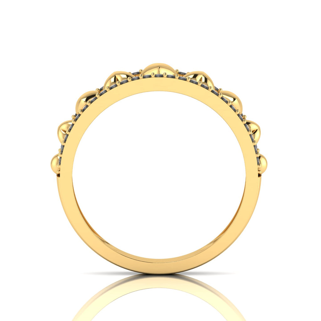 Round-Black Diamond Gold Plated Heart Band Ring