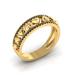 Round-Black Diamond Gold Plated Heart Band Ring