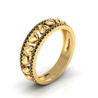 Round-Black Diamond Gold Plated Heart Band Ring