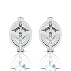 Cluster Sterling Silver Blue Sapphire & Diamond Studs Earrings
