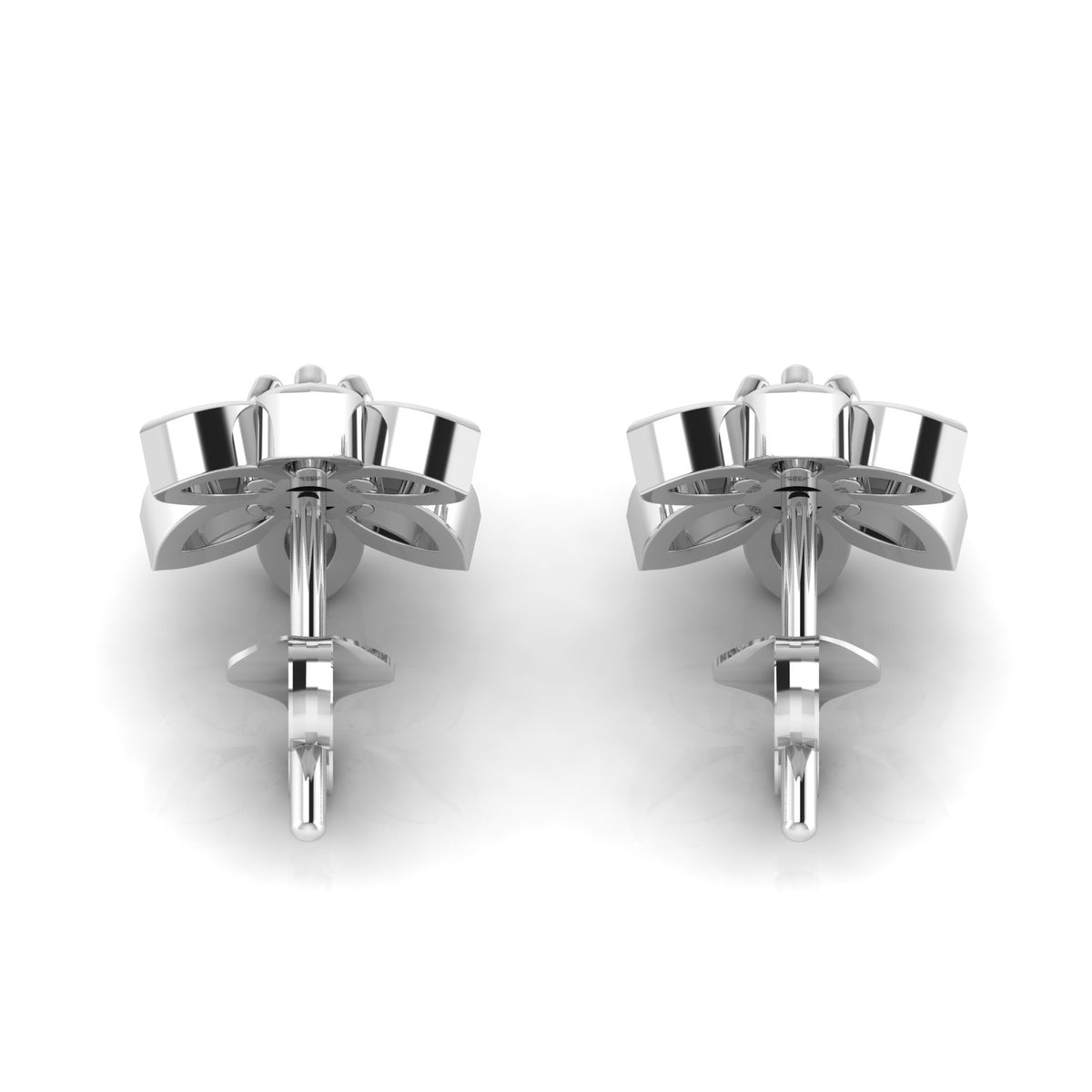 Sterling Silver Floral Studs Ruby Earrings